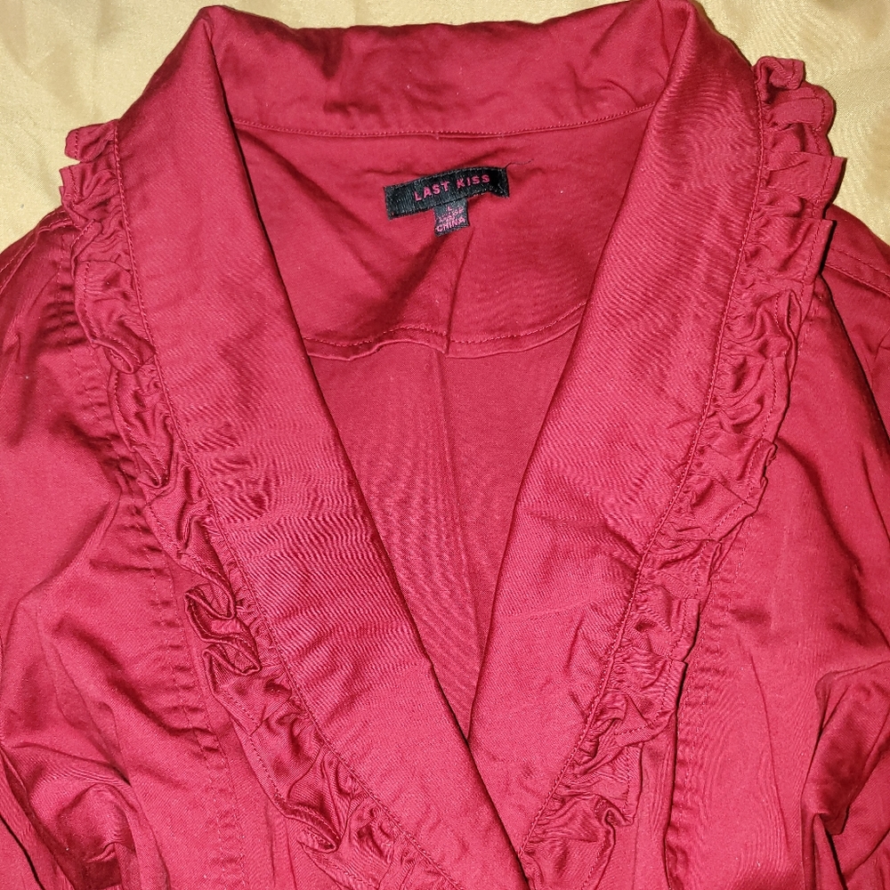 Red Ruffle Collar Blazer